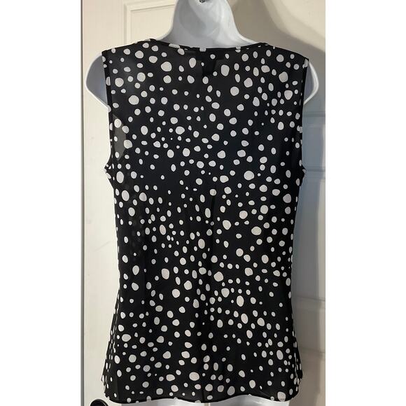 Spense Black White Tiered Ruffle Polks Dot Tank M - Picture 3 of 6